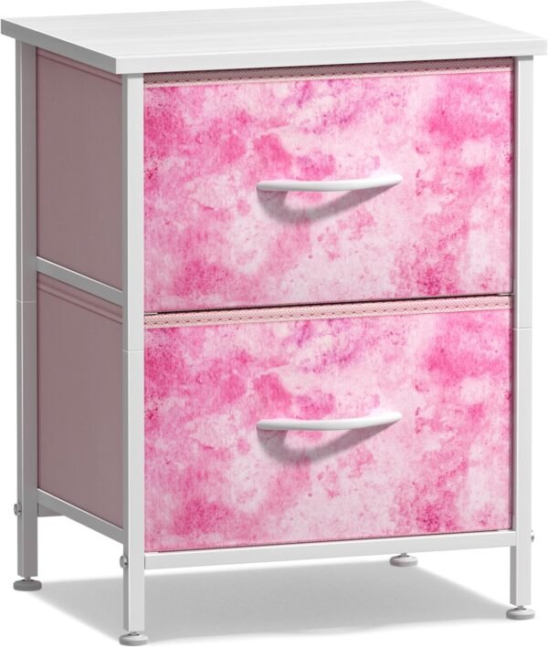 Sorbus Nightstand with 2 Drawers - Kids Bedside Furniture End Table Night Stand - Steel Frame, Wood Top & Easy Pull Fabric Bins - Dresser & Chest for Home, Bedroom Accessories, Office & College Dorm - Image 7