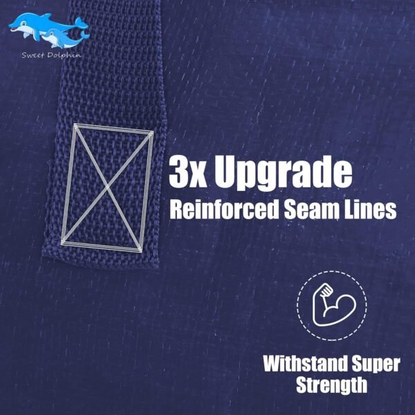 SWEET DOLPHIN 12 Pack Extra Large Moving Bags with Strong Zippers & Carrying Handles, Heavy Duty Storage Tote for Space Saving Moving Storage, Fold Flat, Alternative to Moving Box (Navy Blue) - Image 5