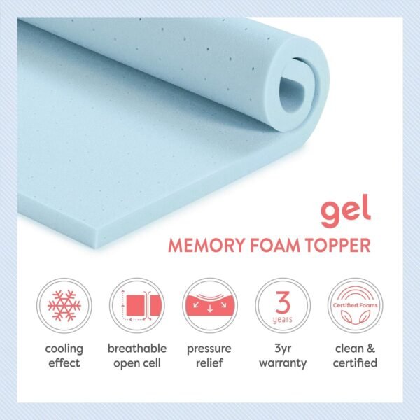 Best Price Mattress 2-inch Ventilated Gel Memory Foam Topper - Twin, Blue - Image 9