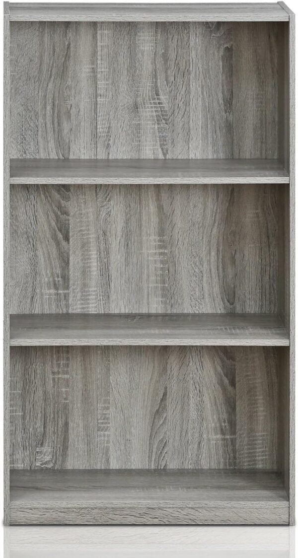 Furinno Basic 3-Tier Bookcase Storage Shelves, French Oak Grey - Image 4