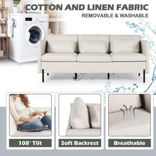 LINLUX Living Room Sectional Sofa Set, Modern Couches for Living Room, 2 Pcs Sofa & Loveseat Sets, Soft Linen Couch, Beige - Image 7