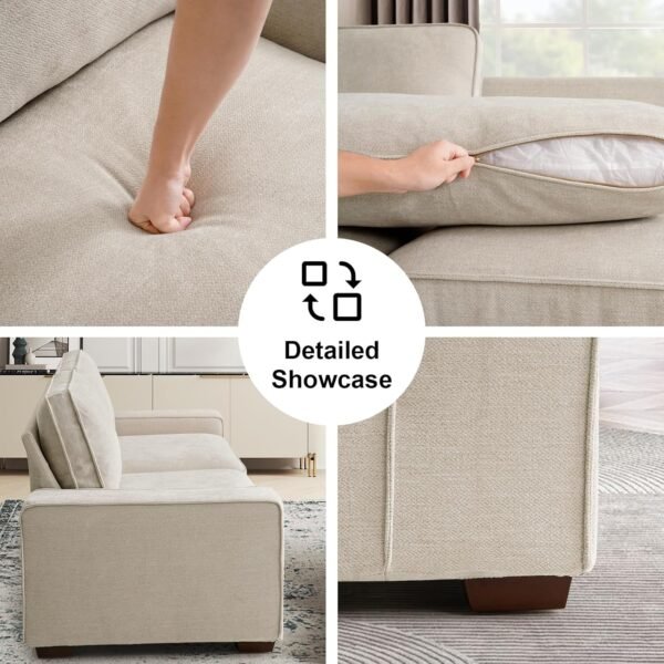 EMONIA 2 Person Love Seat Couches, Chenille Pet-Friendly Small Sofa for Small Spaces Dorm/Bedroom/Apartment/Office (Beige, 88.58'') - Image 6