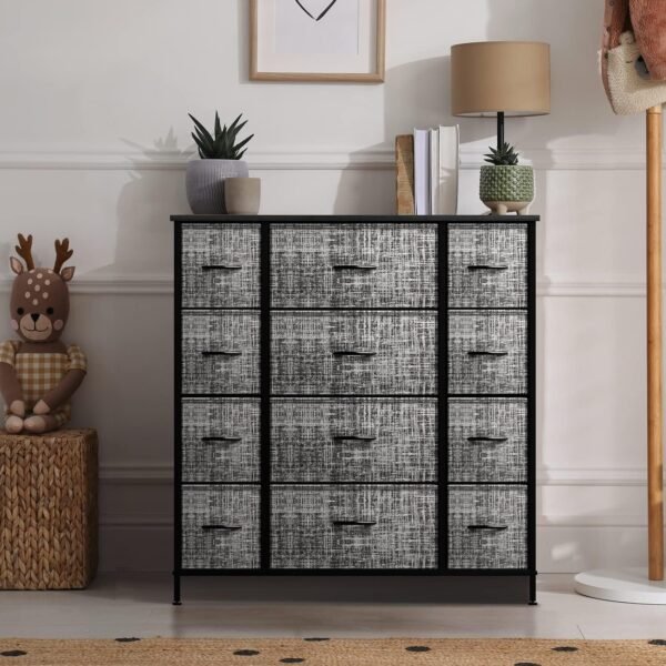 Sorbus Dresser with 12 Drawers - Chest Organizer Unit with Steel Frame Wood Top & Handle Easy Pull Fabric Bins for Clothes - Large Storage Furniture for Bedroom, Hallway, Living Room, Nursery & Closet - Image 6
