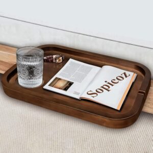 Sopicoz Floating Shelf for Bed Bunk Bed, Bedside Shelf for Dorm Room, Loft Nightstand, Adjustable Bamboo Service Tray, Walnut Color 15 inch (Brown)