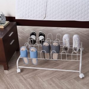 DormCo Suprima Underbed Shoe Holder with Wheels – White