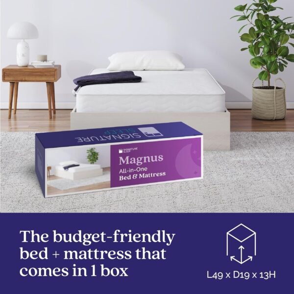 Signature Sleep Magnus Platform Bed Frame and Mattress Set, Twin, Ivory Oak - Image 3