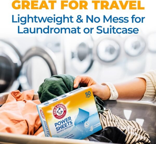 Arm & Hammer Power Sheets Laundry Detergent, Fresh Linen 50ct, up to 100 Small Loads (Packaging may vary) - Image 10