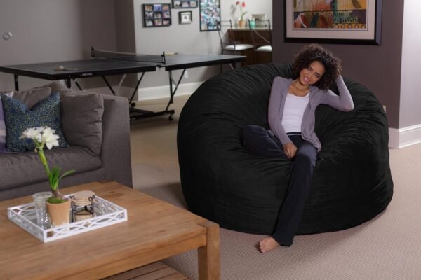 Sofa Sack Bean Bag Chair - Plush, Ultra Soft - Memory Foam Bean Bag Chair with Microsuede Cover - Stuffed Foam Filled Furniture and Accessories for Dorm Room 6 Feet - Black - Image 2