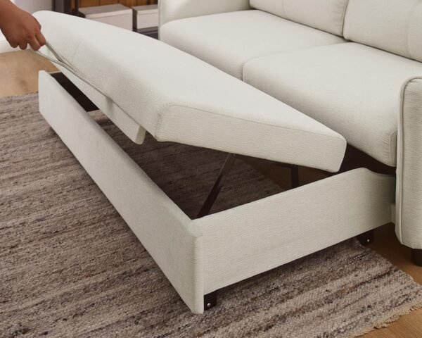 THSUPER 75-Inch Queen Size Convertible Sleeper Sofa Bed, Comfortable Pull-Out Futon Loveseat, Full Love Seat for RV Small Spaces, Hide-A-Bed Fold Out Couch - Beige - Image 6
