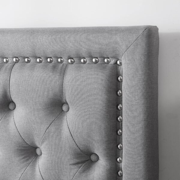 Tavira Allure® College Dorm Headboard with Legs - Tufted Rivet - Linen Gray - Image 4