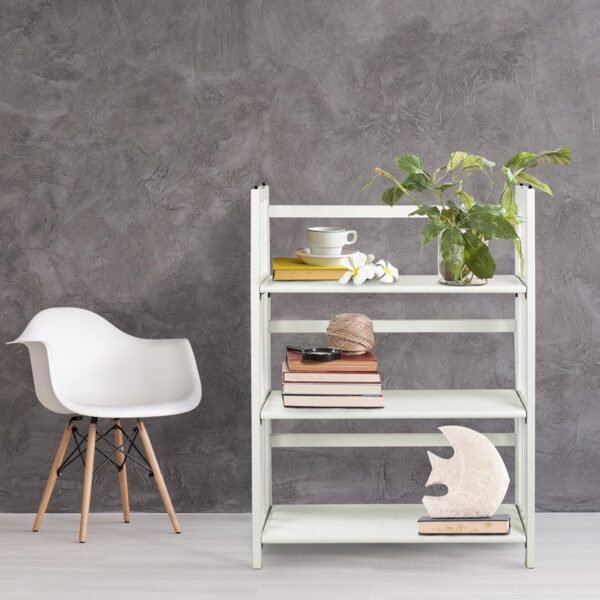 Casual Home 3-Shelf Folding Stackable Bookcase (27.5" Wide)-White - Image 2