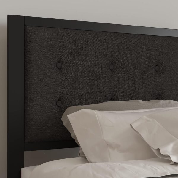 Merrick Lane Camden Headboard - Twin Size Contemporary Black Tufted Fabric Headboard - Adjustable Rail Slots - Image 7