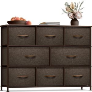 Sorbus Dresser with 8 Drawers – Chest Organizer Unit with Steel Frame Wood Top & Handle Easy Pull Fabric Bins for Clothes – Wide Storage Furniture for Bedroom, Hallway, Living Room, Nursery & Closet