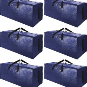 SWEET DOLPHIN 6 Pack Extra Large Moving Bags with Strong Zippers & Carrying Handles, Heavy Duty Storage Tote for Space Saving Moving Storage, Fold Flat, Alternative to Moving Box (Navy Blue)