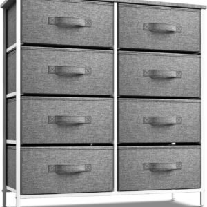 Sorbus Dresser with 8 Drawers – Chest Organizer Unit with Steel Frame Wood Top & Handle Easy Pull Fabric Bins for Clothes – Large Storage Furniture for Bedroom, Hallway, Living Room, Nursery & Closet