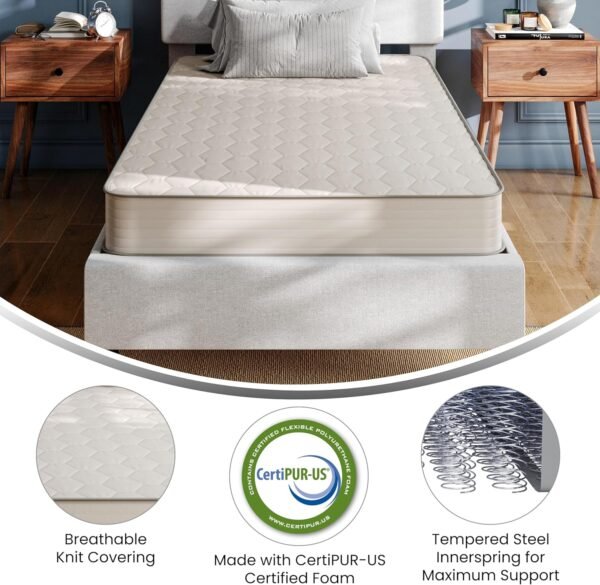 Flash Furniture Dream 6 Inch Hybrid Mattress, Twin XL High Density Foam and Innerspring Mattress in a Box, CertiPur-US Certified Foam - Image 4