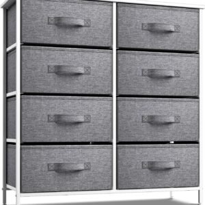 Sorbus Dresser with 8 Drawers – Chest Organizer Unit with Steel Frame Wood Top & Handle Easy Pull Fabric Bins for Clothes – Large Storage Furniture for Bedroom, Hallway, Living Room, Nursery & Closet