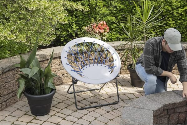 Zenithen Indoor Outdoor Bungee Round Metal Framed Folding Dish Saucer Chair for Bedroom, Dorm Room, Outdoor Activities, Movies and Camping, Cobalt Blue (Pack of 1) - Image 2