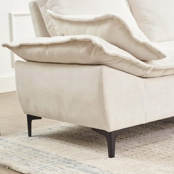 ERYE Modern Sleeper Sailboat Sofa Couch Dutch Velvet 3-Seater Cloud Sofa&Couch with Two Pillows for Apartments Office Studio Small Spaces Living Rooms, 88.5", Beige-005 - Image 5