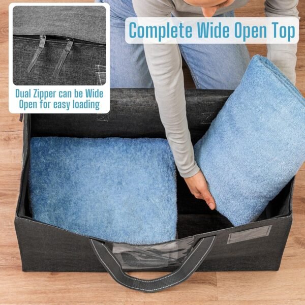 VENO 8 Pack Moving Bags, Comforter and Blanket Storage Bags for Closet, Moving Boxes, Boxes with Lids Alternative, College Dorm Packing Supplies, Foldable Heavy-Duty Tote with Window (Gray, 8 Pack) - Image 2