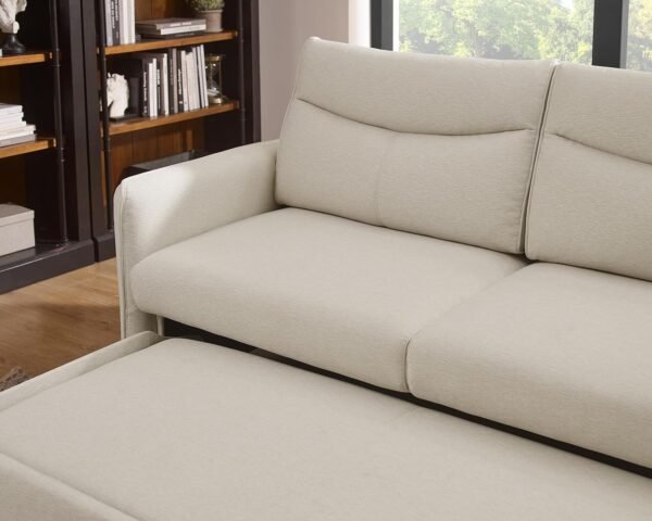THSUPER 75-Inch Queen Size Convertible Sleeper Sofa Bed, Comfortable Pull-Out Futon Loveseat, Full Love Seat for RV Small Spaces, Hide-A-Bed Fold Out Couch - Beige - Image 8