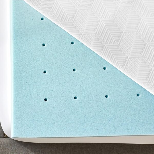 Essentials 3 Inch Memory Foam Mattress Topper, Gel Infused Mattress Topper, Cooling Circular-Knit Cover Included, CertiPUR-US Certified Foam, White - Image 5