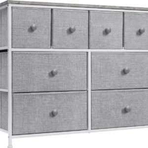 Sorbus Dresser with 8 Drawers – Chest Clothing Organizer Unit with Steel Frame Wood Top Knob Handle Easy Pull Fabric Bins – Large Storage Furniture for Bedroom, Hallway, Living Room, Nursery & Closet