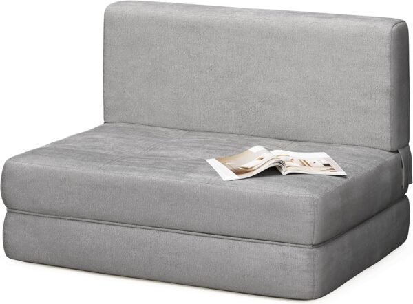 Aiho Fold Sofa Bed, Convertible Sleeper Chair Bed Memory Foam Floor Sofa, Futon Couch for Living Room/Dorm/Guest Room/Apartment, Twin, Light Grey - Image 4