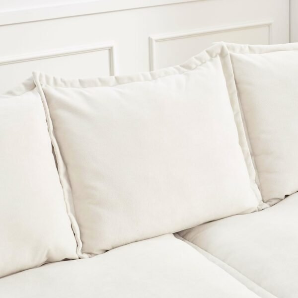 ERYE Modern Sleeper Sailboat Sofa Couch Dutch Velvet 3-Seater Cloud Sofa&Couch with Two Pillows for Apartments Office Studio Small Spaces Living Rooms, 88.5", Beige-005 - Image 8