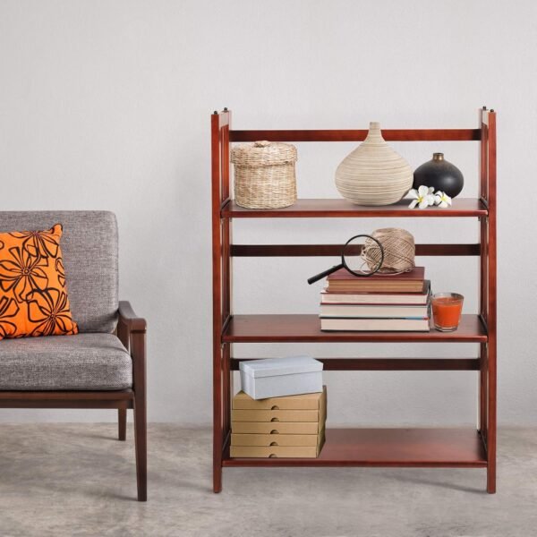 Casual Home 3-Shelf Folding Stackable Bookcase (27.5" Wide)-Walnut - Image 6