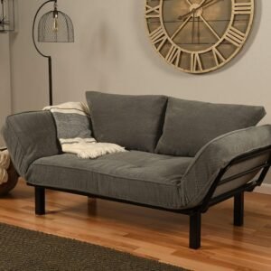 Best Futon Lounger Sit Lounge Sleep Smaller Size Furniture is Perfect for College Dorm Bedroom Studio Apartment Guest Room Covered Patio Porch Key Kitty Key Chain Included