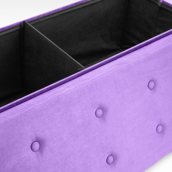 Sorbus Storage Ottoman Bench – Collapsible/Folding Chest with Cover – Perfect Toy and Shoe, Hope Chest, Pouffe Seat, Foot Rest, – Contemporary Faux Suede (Purple) - Image 8