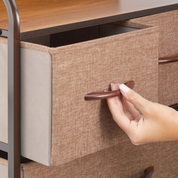 mDesign Tall Dresser Storage Chest - Vanity Furniture Cabinet Tower Unit for Bedroom, Office, and Closet - Textured Print - 5 Removable Drawers - Coffee/Espresso Brown - Image 5