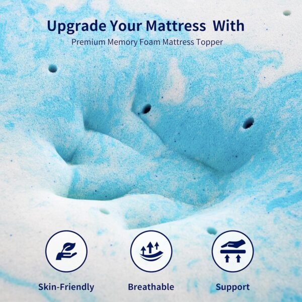 Hokway Twin XL Size Gel Memory Foam Mattress Topper Cooling Gel Infusion for Ventilated Softness Pressure Relief for Back Pain - CertiPUR-US Certified, 2 Inch Twin XL - Image 3
