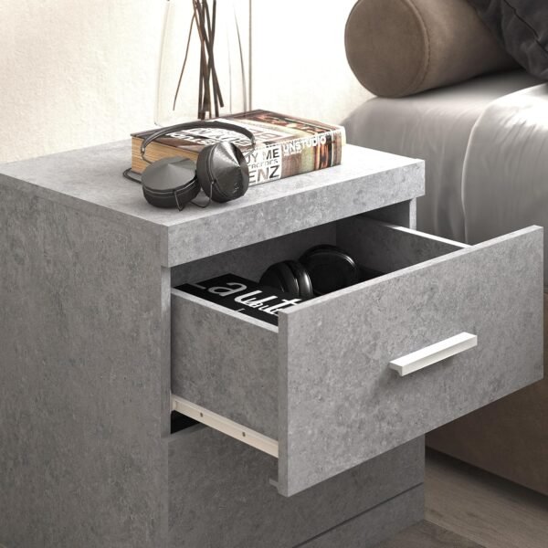 Galano Carmelo Nightstand, Bed Side Table with Rustic Design Drawers, Night Stand for Bedroom, 2 Drawer Storage End Table, for Living Room, 16.26" D x 18.9" W x 20.31" H, Cool Grey - Image 5
