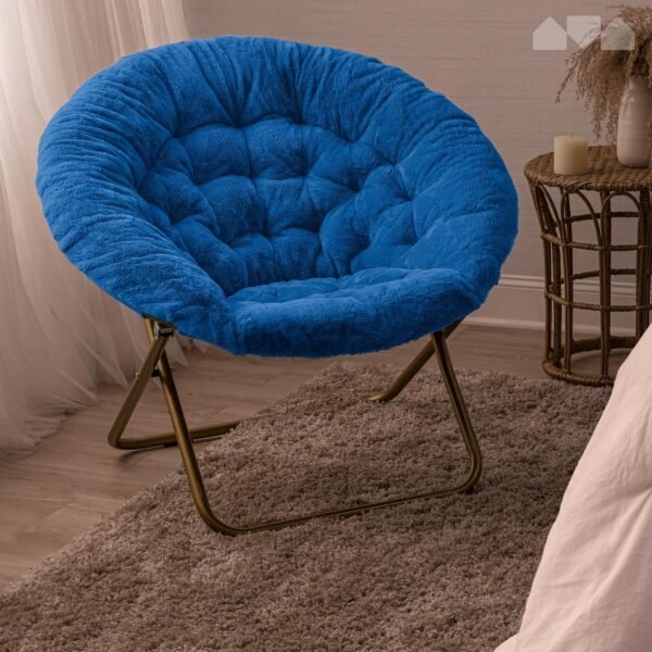 Milliard Cozy Chair/Faux Fur Saucer Chair for Bedroom/X-Large (Royal Blue) - Image 7