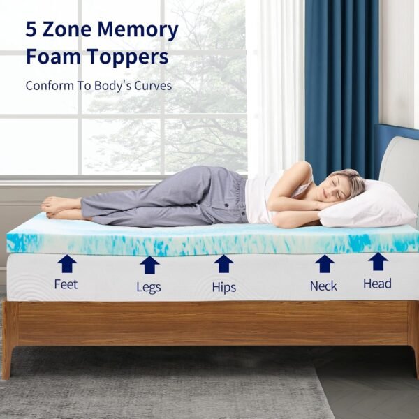 Hokway Twin XL Size Gel Memory Foam Mattress Topper Cooling Gel Infusion for Ventilated Softness Pressure Relief for Back Pain - CertiPUR-US Certified, 2 Inch Twin XL - Image 6