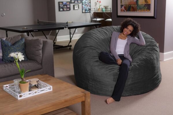 Sofa Sack Bean Bag Chair - Plush, Ultra Soft - Memory Foam Bean Bag Chair with Microsuede Cover - Stuffed Foam Filled Furniture and Accessories for Dorm Room 6 Feet - Charcoal - Image 2