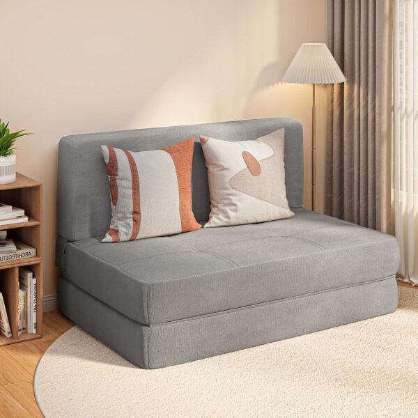 Aiho Fold Sofa Bed, Convertible Sleeper Chair Bed Memory Foam Floor Sofa, Futon Couch for Living Room/Dorm/Guest Room/Apartment, Twin, Light Grey - Image 3