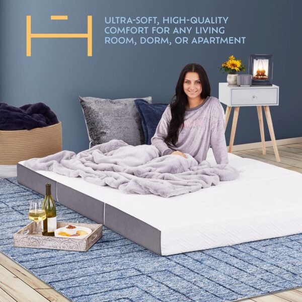 Heyward Luxury 6” Memory Foam Trifold Mattress | Queen, Portable Space Saver, Firm, CertiPUR-US Certified | Washable Jacquard Ventilated Material w/Non-Slip Base | 78”L x 58”W x 6”H - Image 3