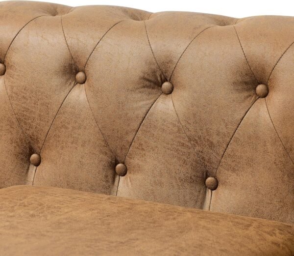 Rolled Arm Air Leather Club Chair Set of 2, 2-Piece Accent Chair Set for Living Room Small Apartment Office Décor - Image 4