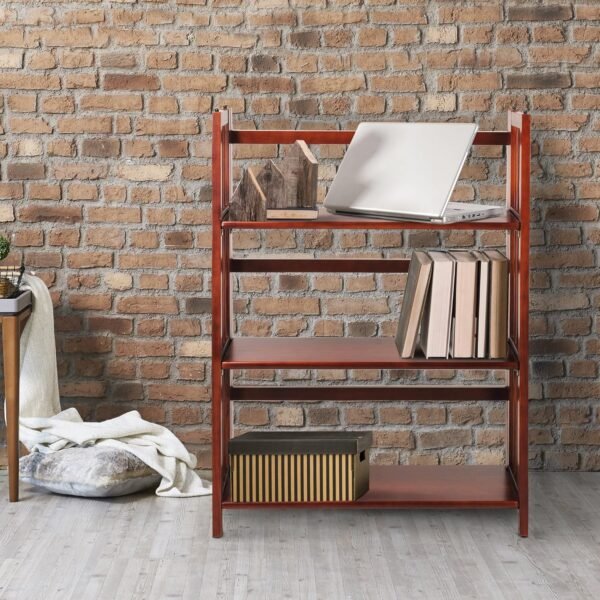 Casual Home 3-Shelf Folding Stackable Bookcase (27.5" Wide)-Walnut - Image 2