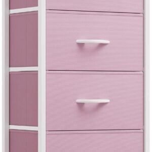 YITAHOME Dresser with 4 Drawers – Storage Tower Unit, Fabric Dresser for Bedroom, Living Room, Closets – Sturdy Steel Frame, Wooden Top & Easy Pull Fabric Bins