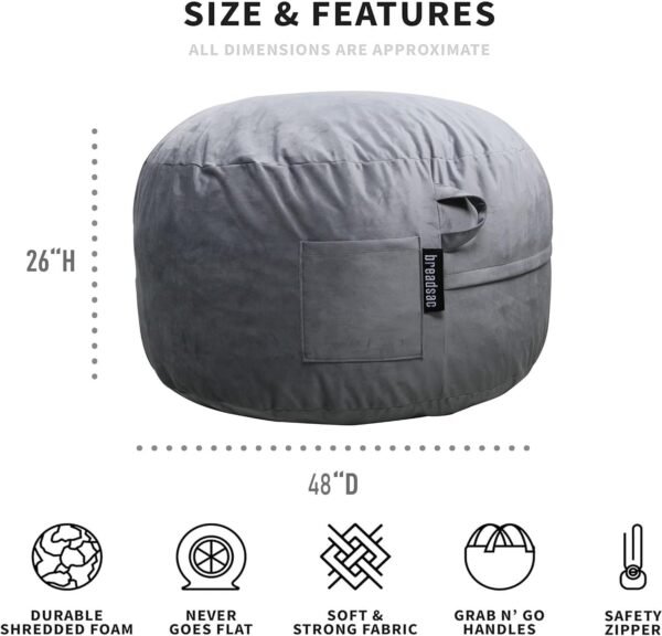 Bean Bag Chairs, Memory Foam Bean Bag Chair for Adults/Teens/Kids, Velvet Lazy Sofa Furniture with Removable High-Rebound Memory Foam for Living Room Bedroom College Dorm - Image 3