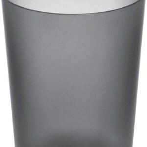 iDesign Finn Round Plastic Trash, Compact Waste Basket Garbage Can for Bathroom, Bedroom, Home Office, Dorm, College, Smoke