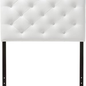 Baxton Studio Viviana Modern and Contemporary White Faux Leather Upholstered Button-Tufted Twin Size Headboard