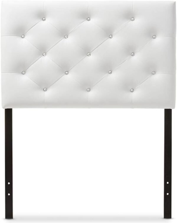 Baxton Studio Viviana Modern and Contemporary White Faux Leather Upholstered Button-Tufted Twin Size Headboard