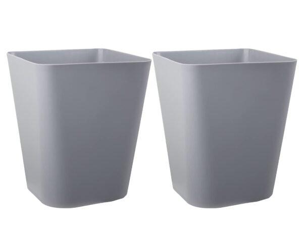 rejomiik Small Trash Can Plastic Garbage Can Wastebasket Container Bin for Bathroom, Office, Bedroom, Kitchen, Home and Dorm Room Essentials, Kids Rooms, Square, 1.6 Gallon, 2 Pack Grey