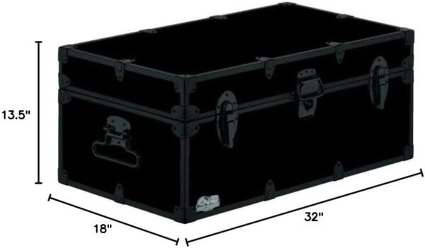 C&N Footlockers - Full-Size Happy Camper Trunk w/Black Trim - #1 Summer Camp Trunk - Made in the USA - Steel Footlocker with Lid Stay - 32 x 18 x 13.5 Inches (Black) - Image 4