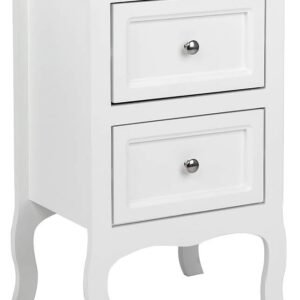 Bonnlo White Nightstand with 2 Drawers, Night Stands for Bedrooms, Small Bed Side Table/White Night Stand with Drawers for Small Spaces, College Dorm, Kids’ Room, Living Room, French, 16W x 12D x 24H